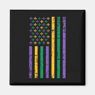 Mardi Gras Us Flag  Magnet