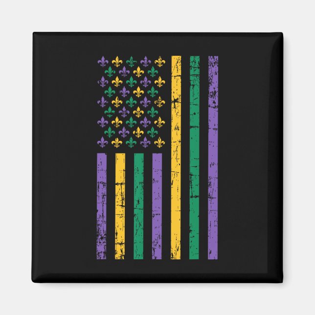 Mardi Gras Us Flag  Magnet (Front)