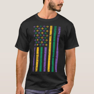 Mardi Gras Us Flag T-Shirt