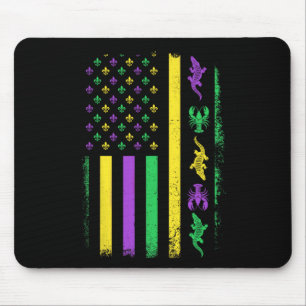 Mardi Gras Usa American Flag Crawfish Alligator Ma Mouse Mat