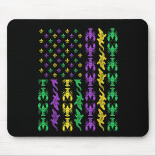 Mardi Gras Usa American Flag Crawfish Alligator Ma Mouse Mat