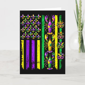 Mardi Gras Usa American Flag Crawfish Carnival Men Card