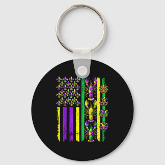 Mardi Gras Usa American Flag Crawfish Carnival Men Key Ring