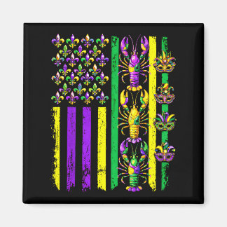 Mardi Gras Usa American Flag Crawfish Carnival Men Magnet