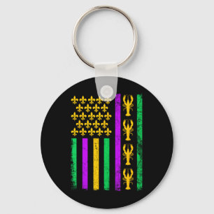 Mardi Gras Usa American Flag Crawfish Men Women Ki Key Ring