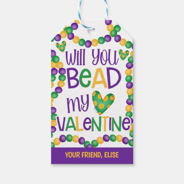 Mardi Gras Valentine Favour Tag (Front)
