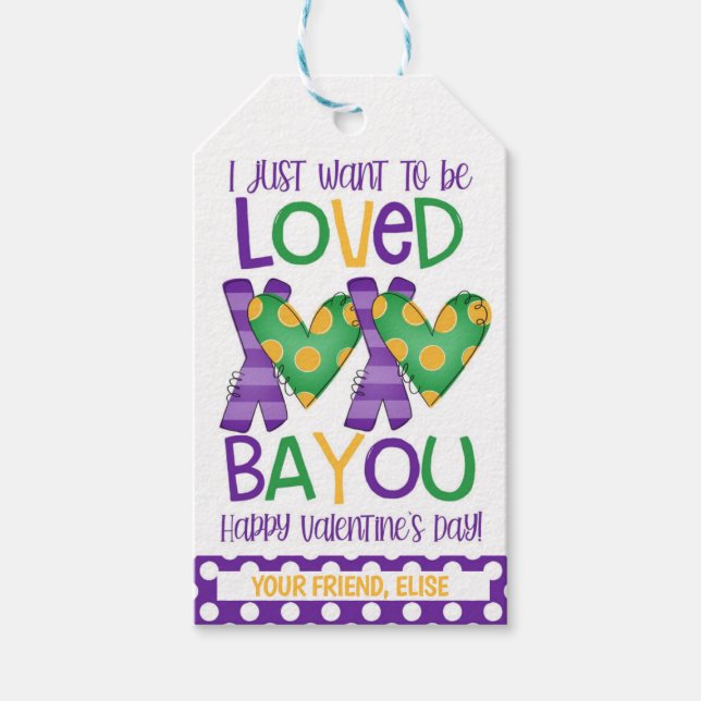 Mardi Gras Valentine Favour Tag (Front)