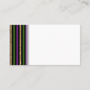 Mardi Gras Vertical Lines Golden Glitter NOLA Business Card