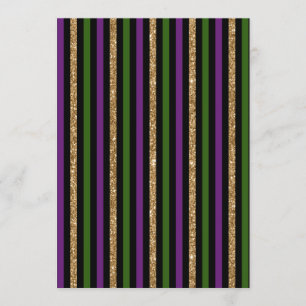 Mardi Gras Vertical Lines Golden Glitter NOLA Invitation