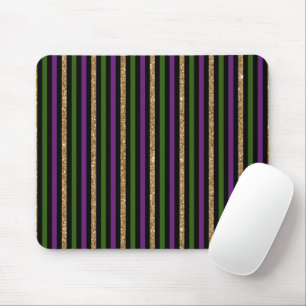 Mardi Gras Vertical Lines Golden Glitter NOLA Mouse Mat