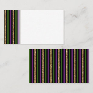 Mardi Gras Vertical Lines Golden Glitter NOLA Place Card