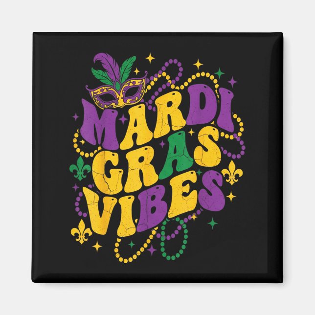 Mardi Gras Vibes Women Men Retro Masquerade Mask B Magnet (Front)