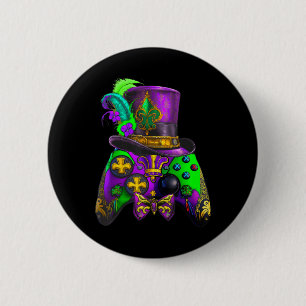 Mardi Gras Video Game Controller E sport for kids  6 Cm Round Badge