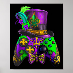 Mardi Gras Video Game Controller E sport for kids  Poster