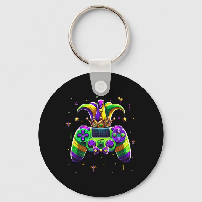 Mardi Gras Video Game Controller Jester Hat Boy Ki Key Ring (Front)