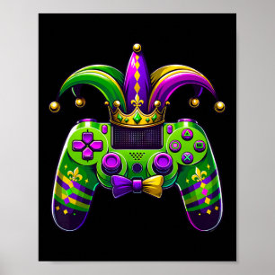 Mardi Gras Video Game Controller Jester Hat Boy Ki Poster