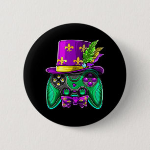Mardi Gras Video Game Controller Jester Hat Costum 6 Cm Round Badge