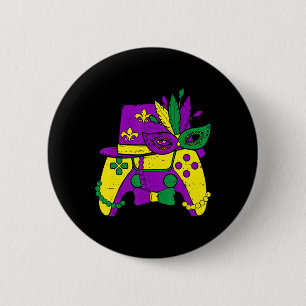 Mardi Gras Video Game Controller Jester Hat Costum 6 Cm Round Badge