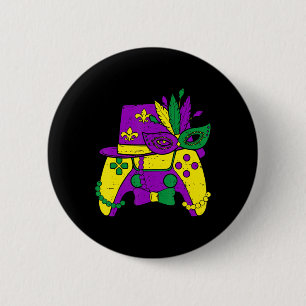 Mardi Gras Video Game Controller Jester Hat Costum 6 Cm Round Badge