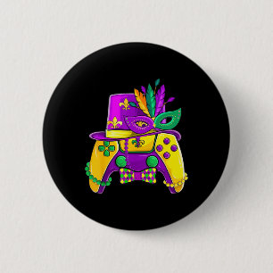 Mardi Gras Video Game Controller Jester Hat Costum 6 Cm Round Badge