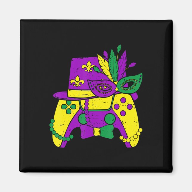 Mardi Gras Video Game Controller Jester Hat Costum Magnet (Front)
