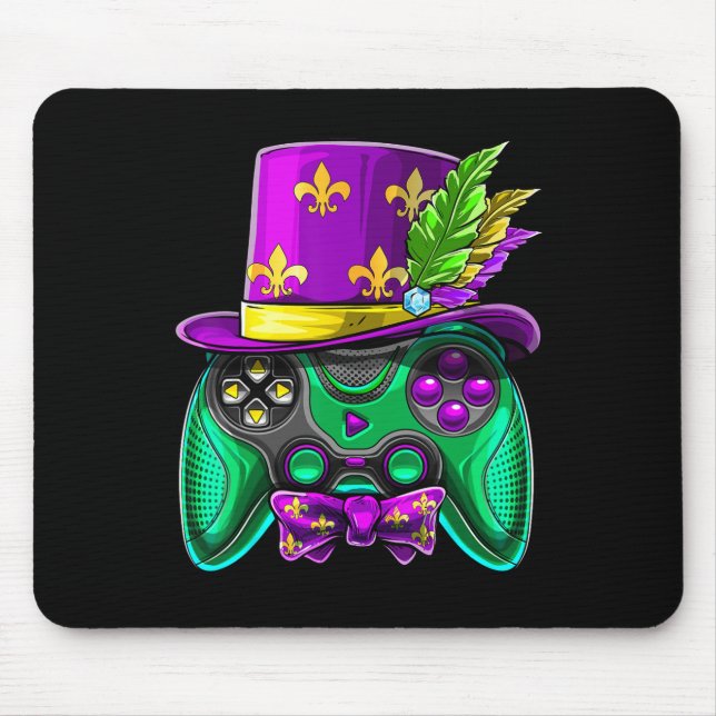 Mardi Gras Video Game Controller Jester Hat Costum Mouse Mat (Front)