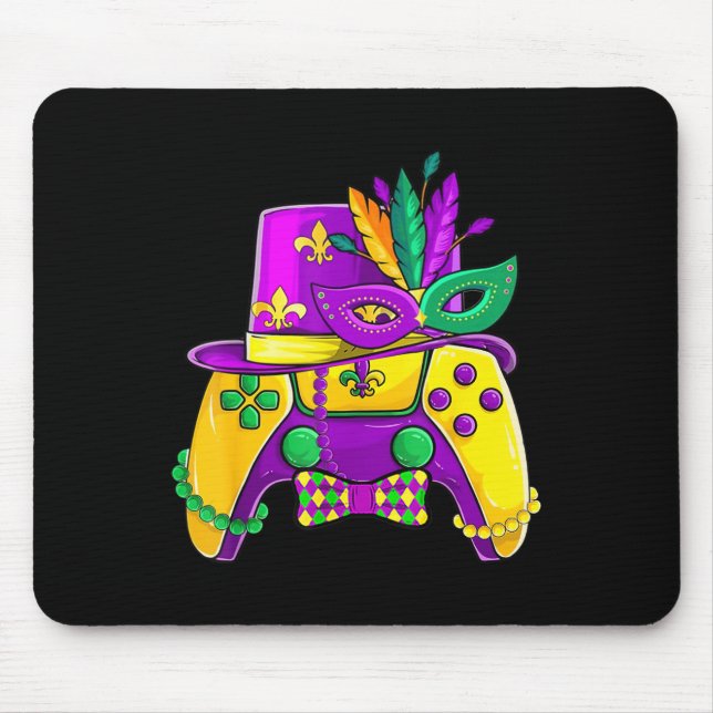 Mardi Gras Video Game Controller Jester Hat Costum Mouse Mat (Front)