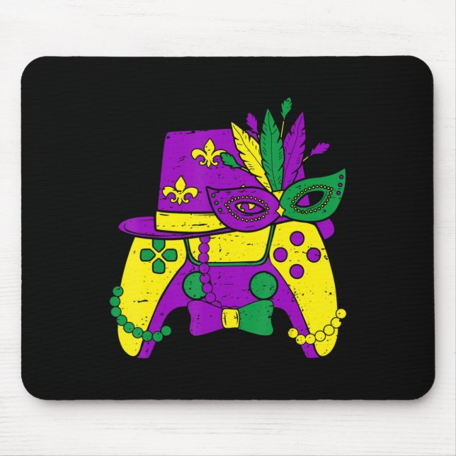 Mardi Gras Video Game Controller Jester Hat Costum Mouse Mat (Front)