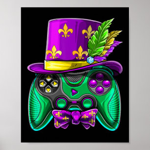 Mardi Gras Video Game Controller Jester Hat Costum Poster
