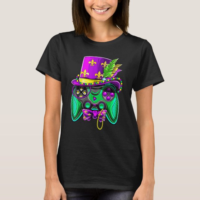 Mardi Gras Video Game Controller Jester Hat Costum T-Shirt (Front)
