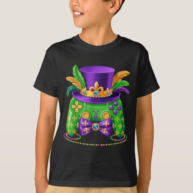 Mardi Gras Video Game Controller Jester Hat Gamer  T-Shirt (Front)