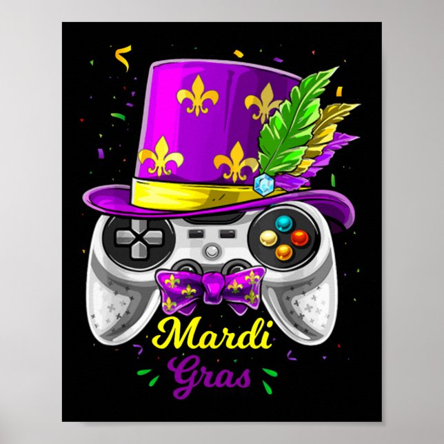 Mardi Gras Video Game Controller Jester Mask Costu Poster (Front)