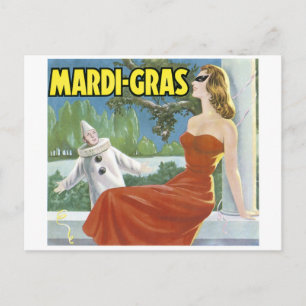MARDI-GRAS VINTAGE ART POSTER POSTCARD