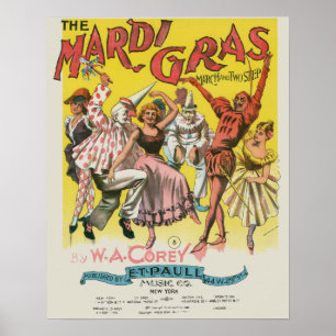 Mardi Gras Vintage Yellow Poster