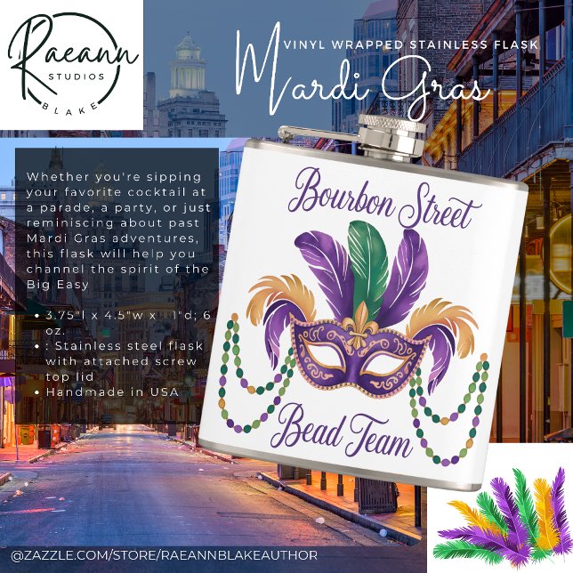 Mardi Gras Vinyl-Wrapped Stainless Steel Flask (Creator Uploaded)