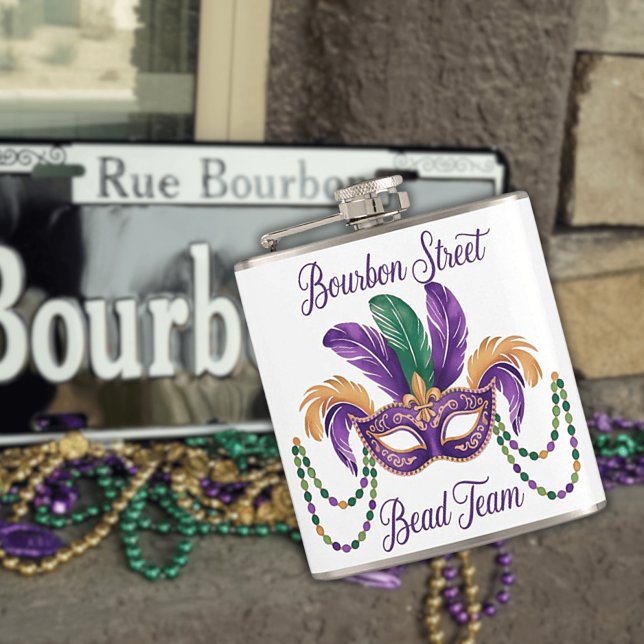 Mardi Gras Vinyl-Wrapped Stainless Steel Flask (Creator Uploaded)