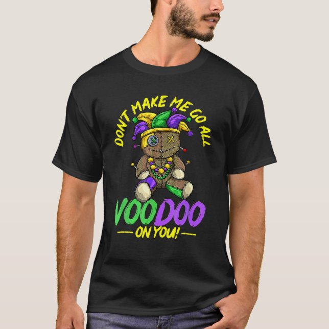 Mardi Gras Voodoo Doll Funny Jester Masquerade Par T-Shirt (Front)