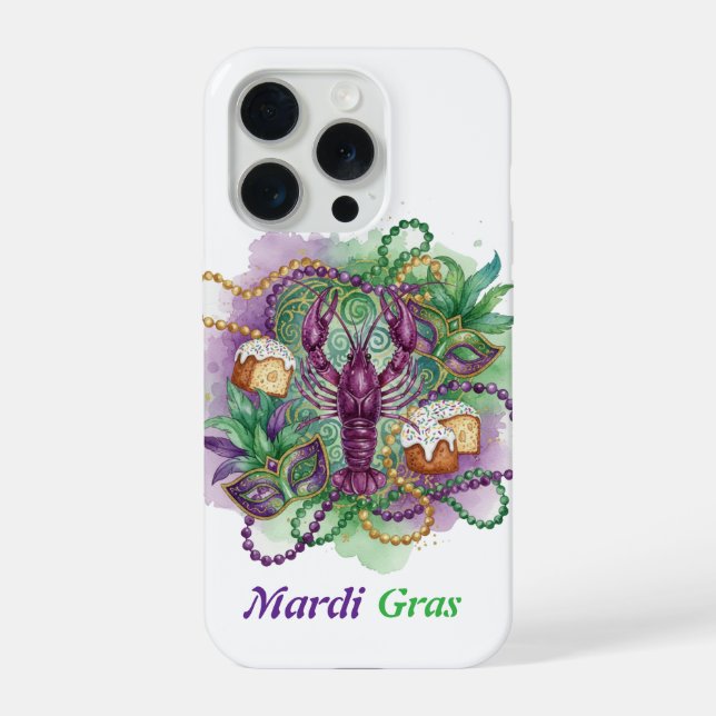 Mardi Gras Watercolor Celebration  iPhone Case (Back)