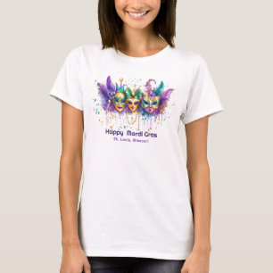 💚💜💛 Mardi Gras watercolor Harlequin Havoc T-Shirt