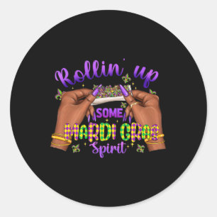 Mardi Gras Weed Rollin Up Funny Party Vibes  Classic Round Sticker