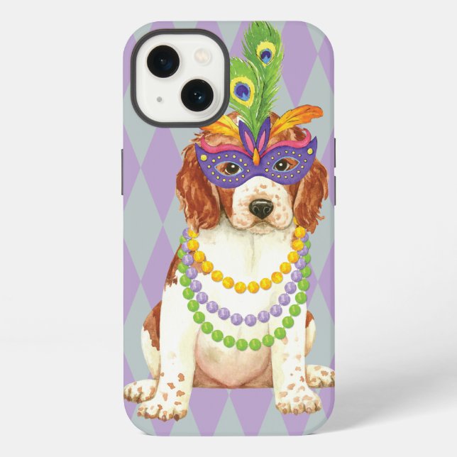 Mardi Gras Welsh Springer Spaniel iPhone Case (Back)