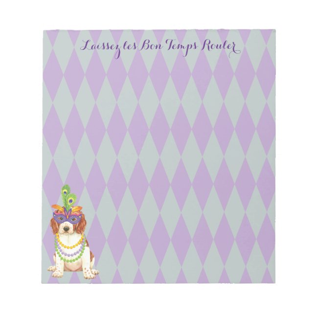 Mardi Gras Welsh Springer Spaniel Notepad (Front)