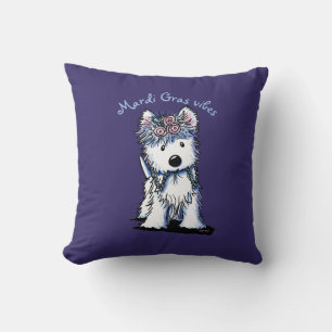 Mardi Gras Westie Dog Cushion