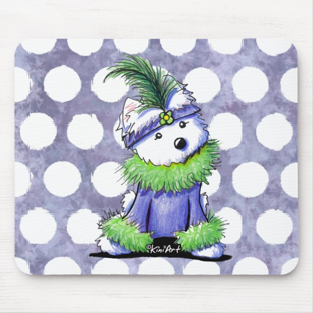 Mardi Gras Westie Mouse Mat (Front)