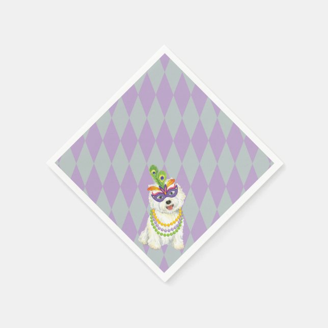 Mardi Gras Westie Napkin (Corner)