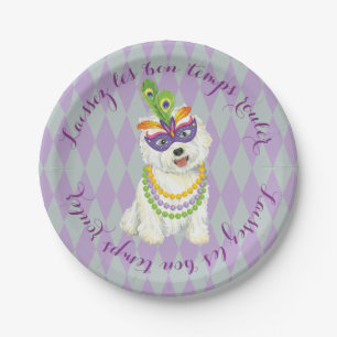 Mardi Gras Westie Paper Plate