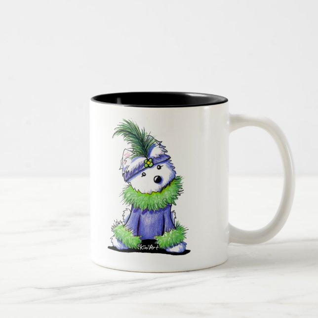 Mardi Gras Westie Two-Tone Coffee Mug (Right)