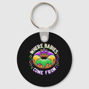 Mardi Gras Where Bybies Come From King Cake 4 Key Ring