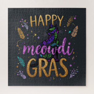 Mardi Gras with cat Jigsaw Puzzle