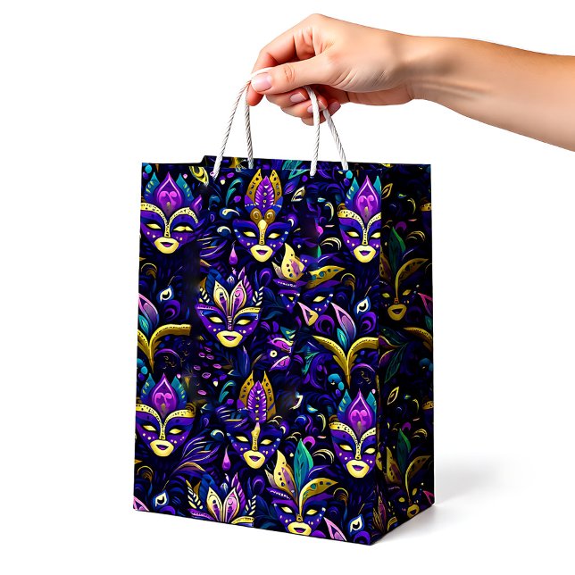 Mardi Gras with golden yellow masks Medium Gift Bag (Mardi Gras with golden yellow masks Medium Gift Bag)